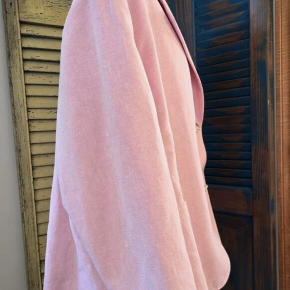 Lafayette 148 NY Pink Linen Silk Double Breasted Suit 24W - Picture 4 of 16